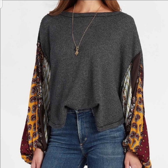 Free people  we the free oversized hippie style waffle shirt. Fits up medium - Picture 3 of 15